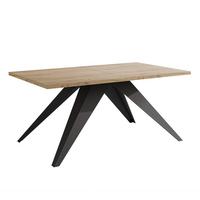 AUSZIEHTISCH XANDRO 160/90/76 cm mit Metallgestell, Schwarz / Craft-Eiche - Eichefarben/Schwarz, Holzwerkstoff/Metall (90/160/76cm) - Idohome
