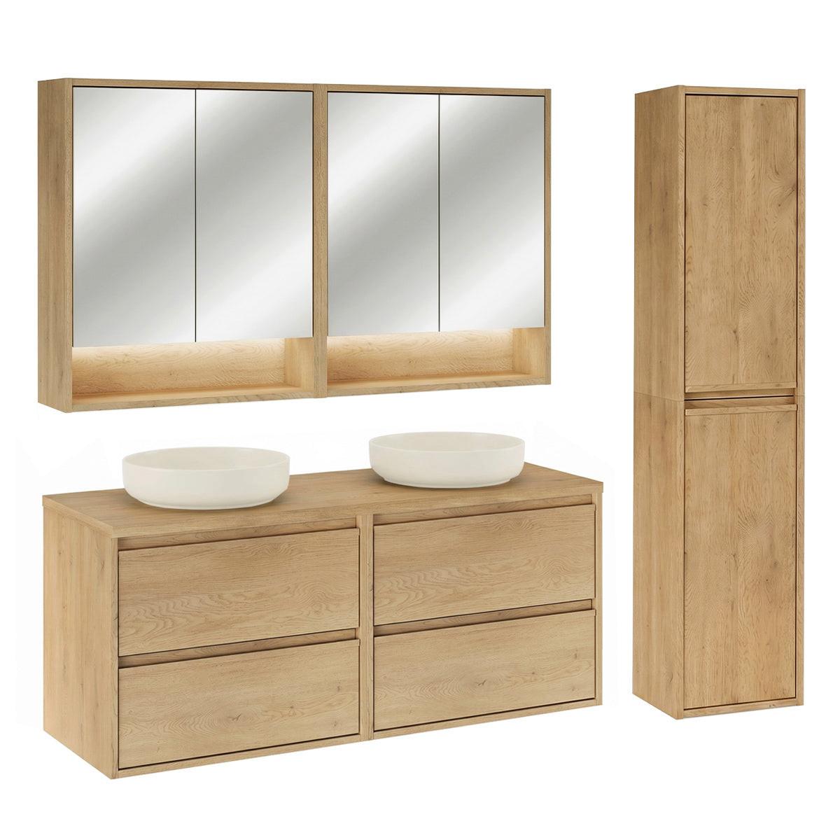 BADMÖBEL 120cm Edmé 2er-Set Holz - Braun, Holzwerkstoff (120/52.2/46cm) - Petits-meubles