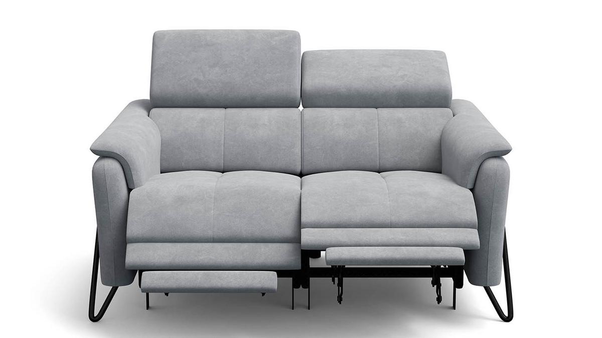 RELAXSOFA RODEN 2-Sitzer mit 2 Relax, hellgrau, Veloursstoff - Hellgrau, Holz/Textil (148/82/103cm) - Wozimo