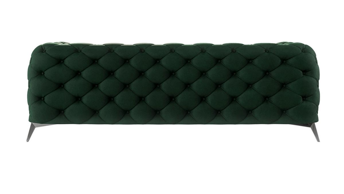 CHESTERFIELD-SOFA 3-Sitzer Laura Flasche Grün Samt - Smaragdgrün/Silberfarben, Holz/Textil (225/75/100cm) - S-Style Möbel