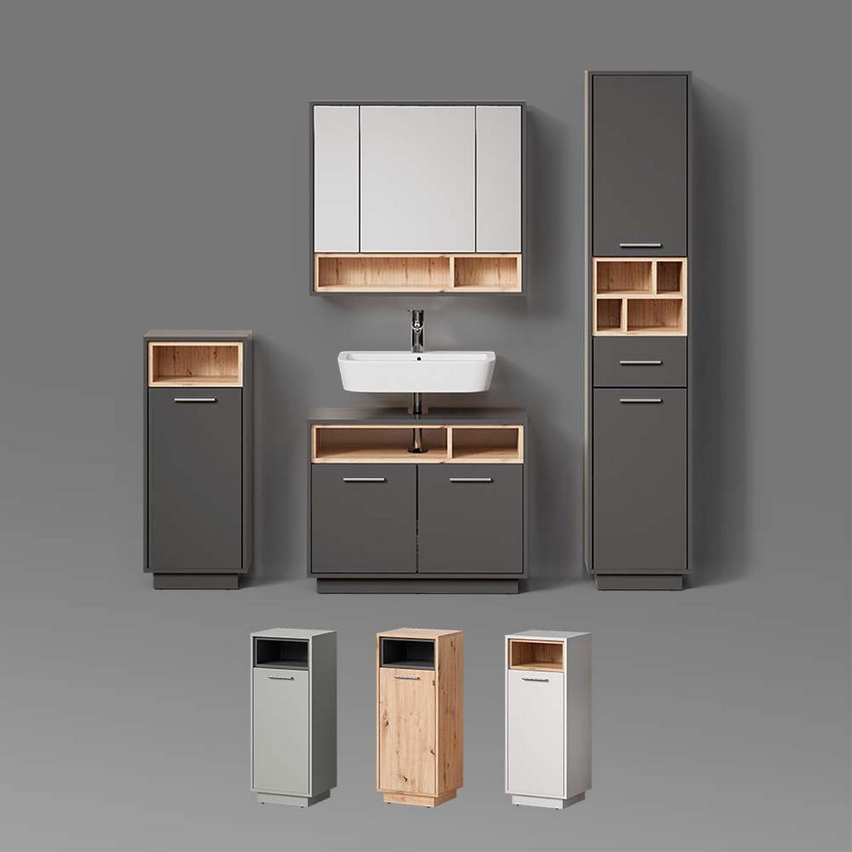 BADMÖBEL-SET Temo Artisan-Eiche 4 Teile - Eiche Artisan, Holzwerkstoff (80/64/40cm) - Livinity®