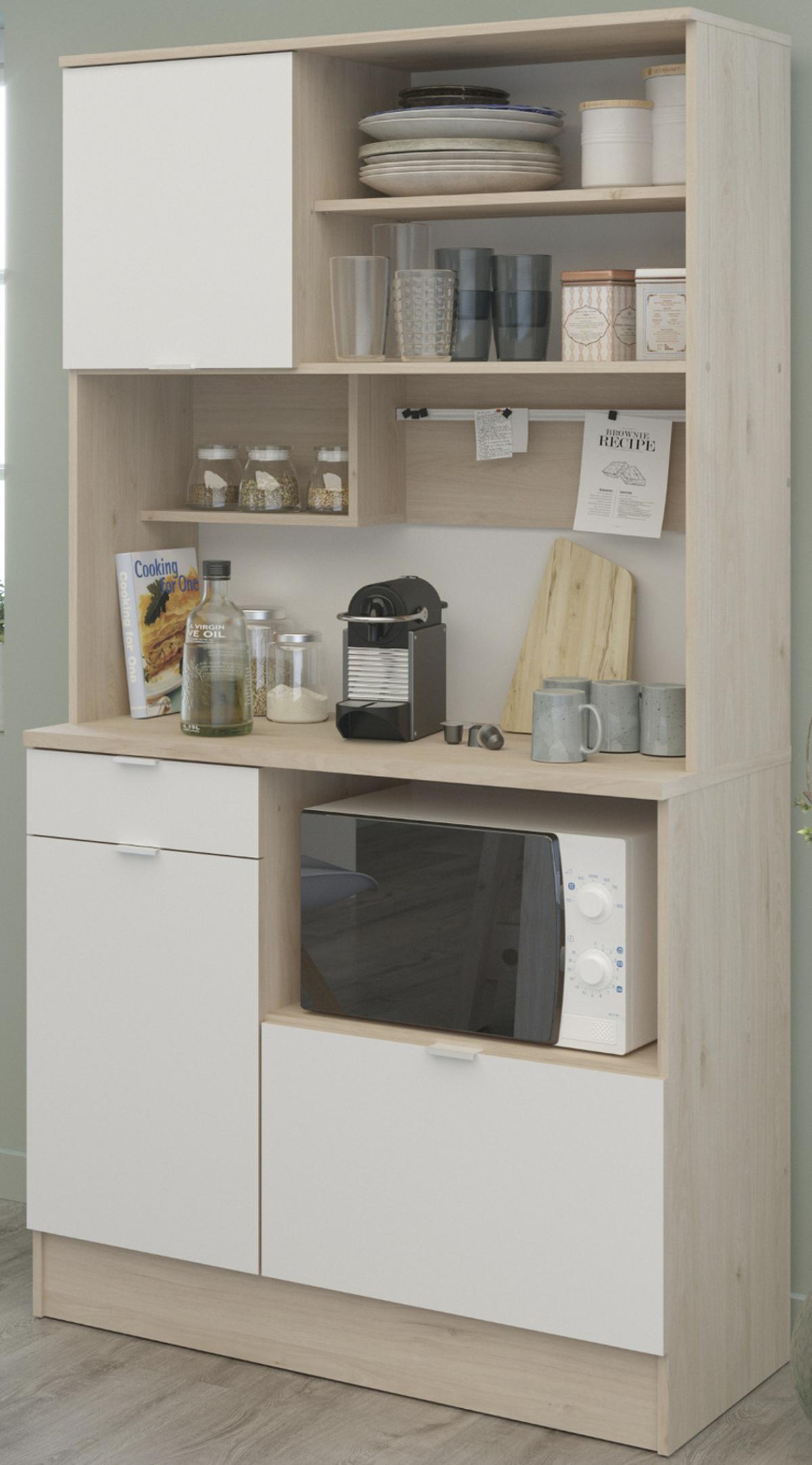 BUFFET Miniküche in weiß 100 x 184 cm, mit viel Stauraum - Multicolor/Weiß, Holzwerkstoff/Metall (100/184/45cm) - Parisot Meuble