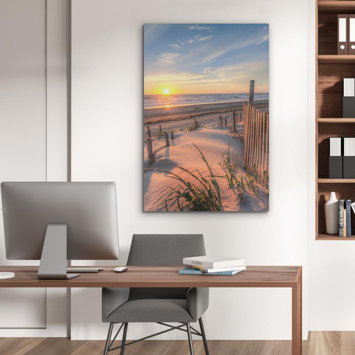 AKUSTIKBILD Strand - Meer - Düne - Sonnenuntergang - Landschaft Wanddeko 70x100 cm - Beige, Kunststoff (70/100/0.9cm) - MuchoWow