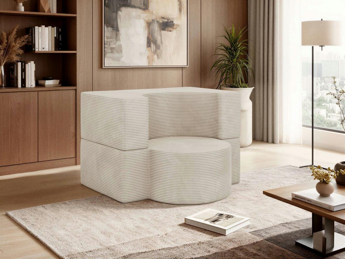 1-SITZER BODENSOFA SANOA - Creme Cord - Creme, Textil (100/68/96cm) - MKS