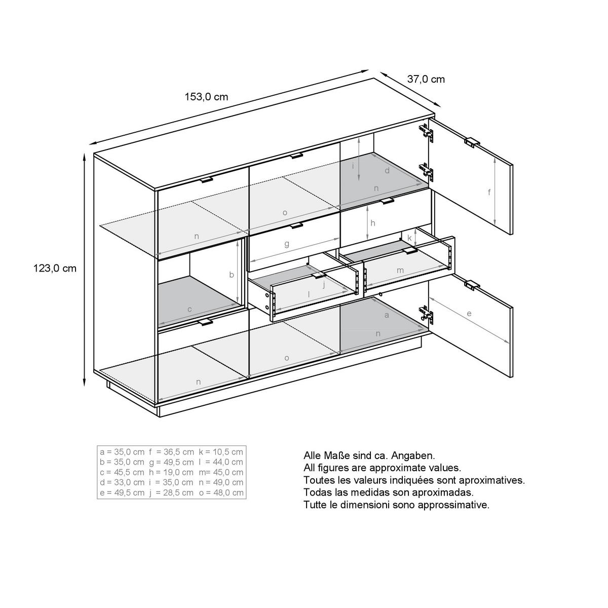 HIGHBOARD Metro Einsatz in Eiche Natur - Eichefarben, Holzwerkstoff (153/123/37cm) - Vladon