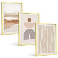 BILDER SET 3er Set - 40x60 cm Goldrahmen - Abstrakte Landschafts- und Naturgeometrie - Goldfarben, Kunststoff (40/60cm) - TULUP