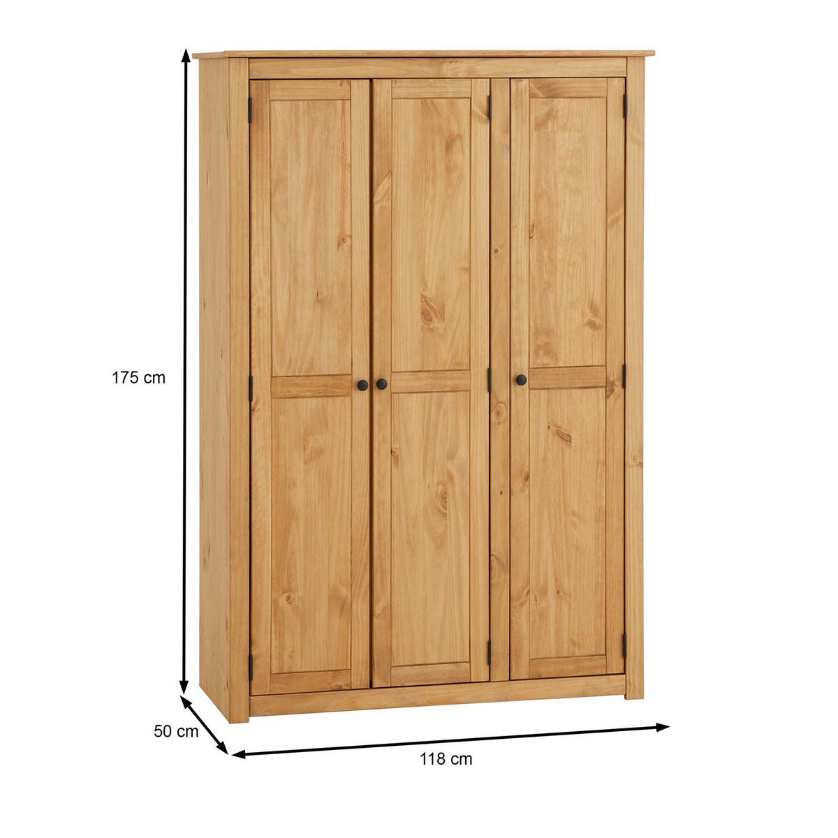 KLEIDERSCHRANK CANCUN gebeizt/gewachst - Kieferfarben, Holz (118/175/50cm) - CARO-Möbel