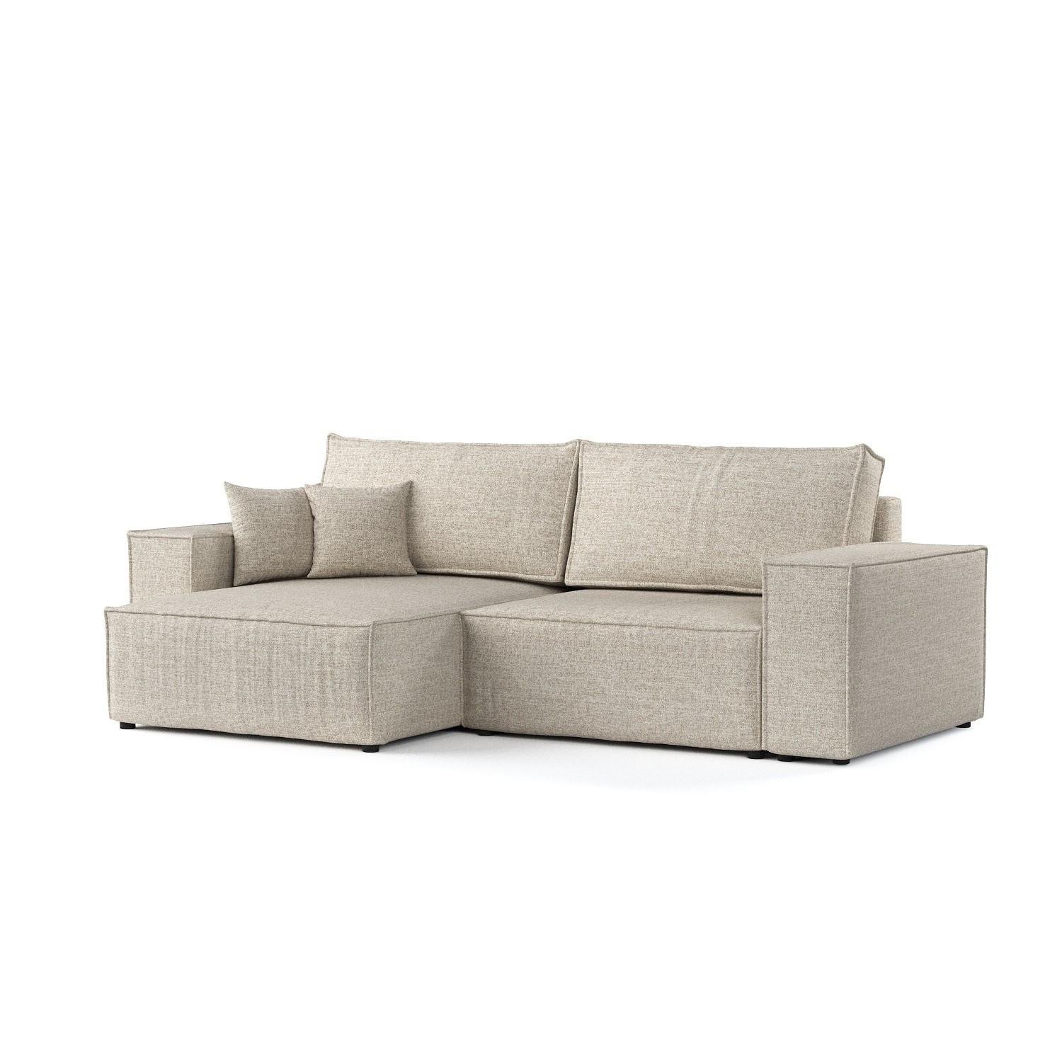 ECKSOFA CAVO mit Schlaffunktion Beige im City Stoff - Beige/Schwarz, Holz/Holzwerkstoff (255/148cm) - AltaBeds