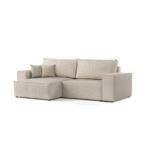 ECKSOFA CAVO mit Schlaffunktion Beige im City Stoff - Beige/Schwarz, Holz/Holzwerkstoff (255/148cm) - AltaBeds