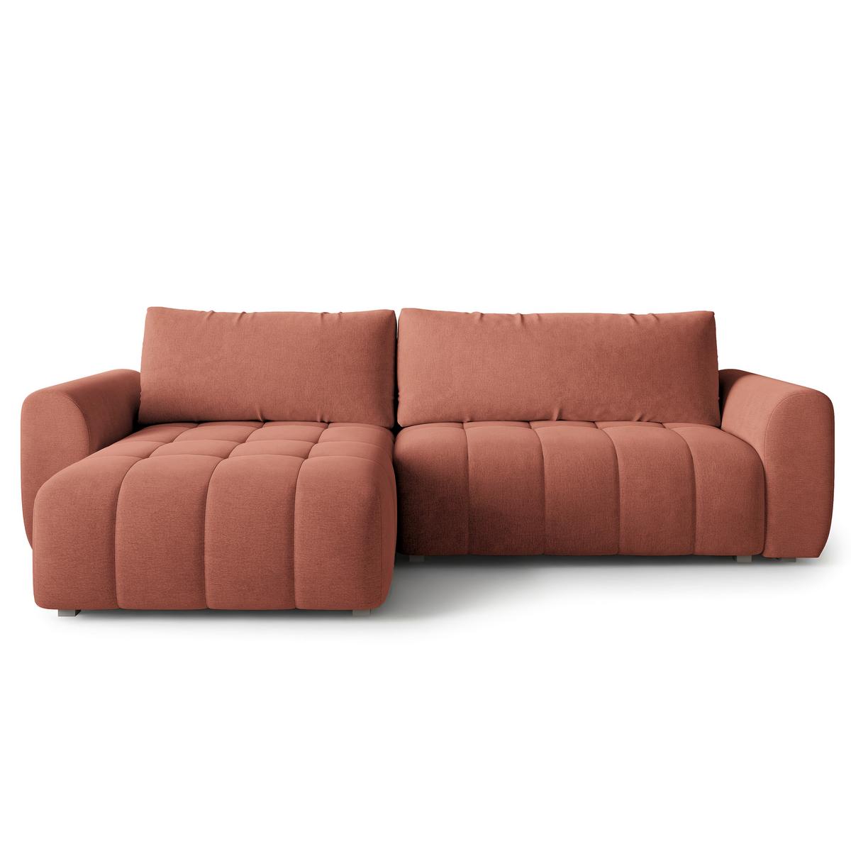 ECKSOFA MODARO CL Koralle Samtstoff mit Schlaffunktion - Koralle, Holzwerkstoff/Textil (285/148cm) - MASSENO