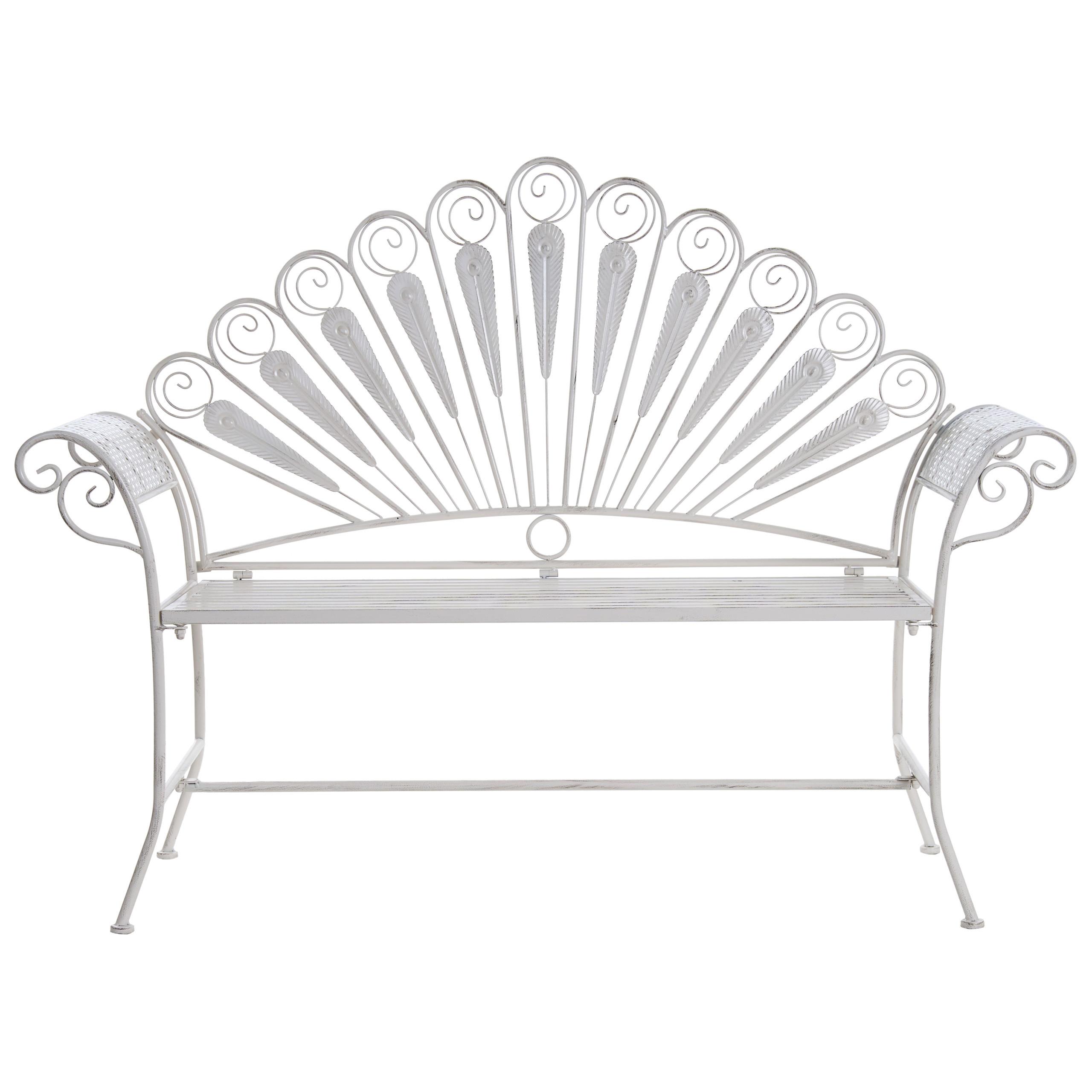 GARTENBANK 146 cm Metall Cremeweiß Pavia - Creme/Weiß, Metall (146/107/50cm) - Beliani