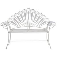 GARTENBANK 146 cm Metall Cremeweiß Pavia - Creme/Weiß, Metall (146/107/50cm) - Beliani
