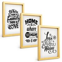 BILDER SET 3er Set - 20x30 cm Goldrahmen - Familie, Liebe, Zuhause, Wärme - Goldfarben, Kunststoff (20/30cm) - TULUP