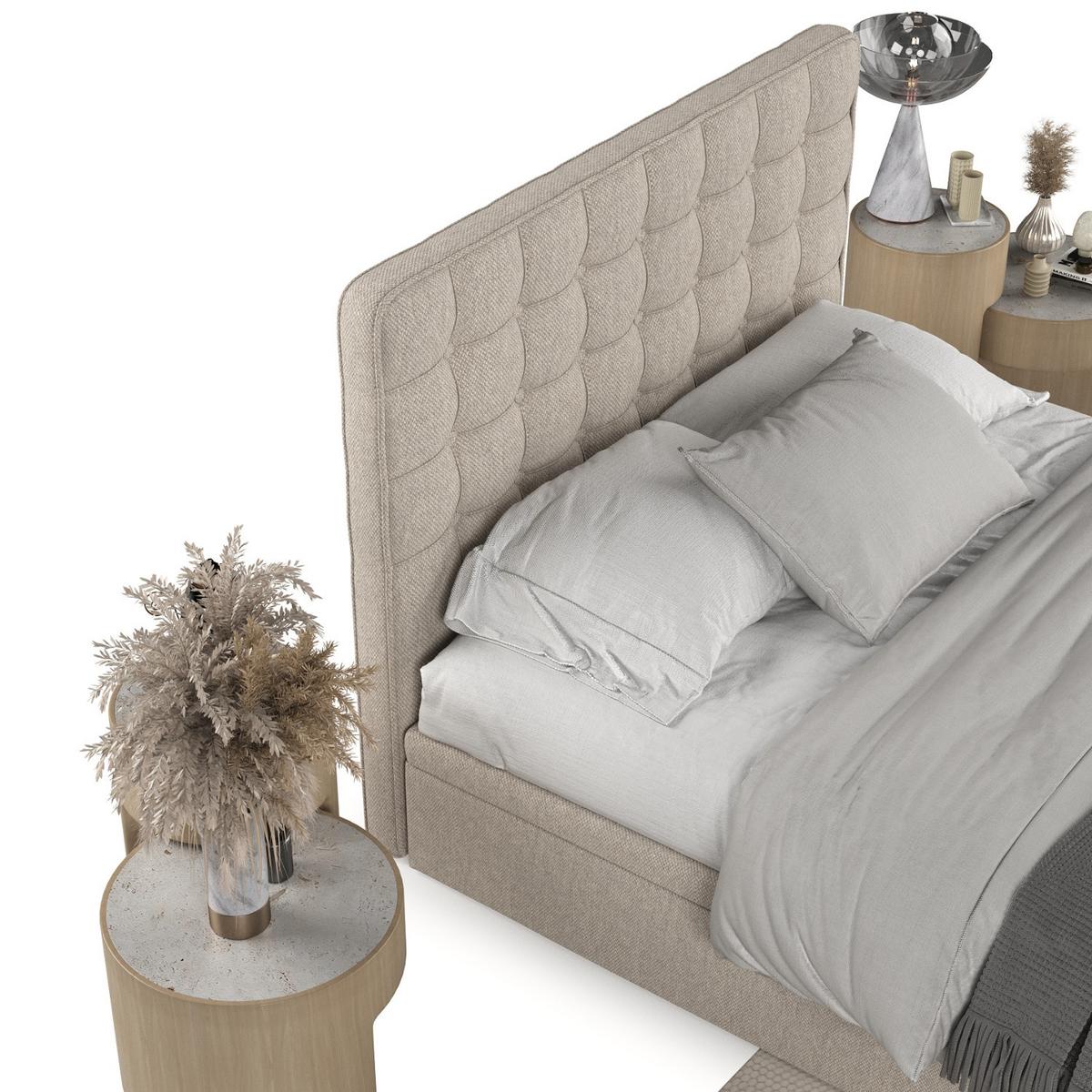 POLSTERBETT Celestia mit Stauraum 200/200 cm Hellbeige im Megan Stoff - Sandfarben/Schwarz, Holz/Holzwerkstoff (200/200cm) - AltaBeds