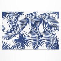 TEPPICH 100x150 cm Tropische Blätter Illustration - Pastellblau, Kunststoff (100/150cm) - Wallfluent