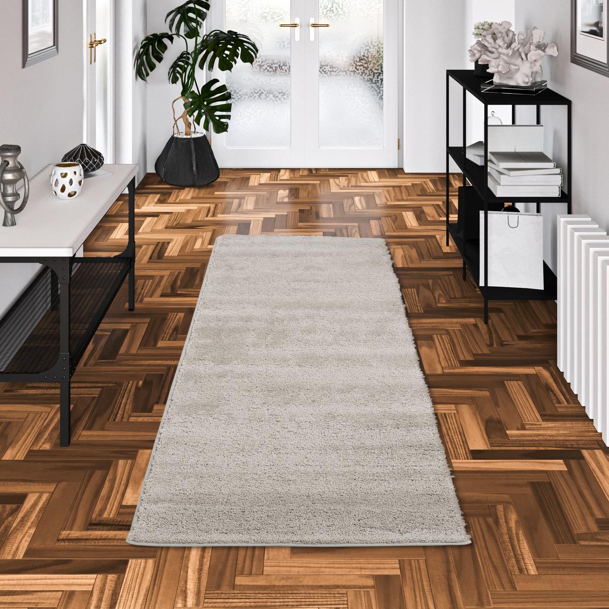 HOCHFLOR SHAGGY LÄUFER TEPPICH PALACE - Grau, Textil (80/160cm) - Snapstyle