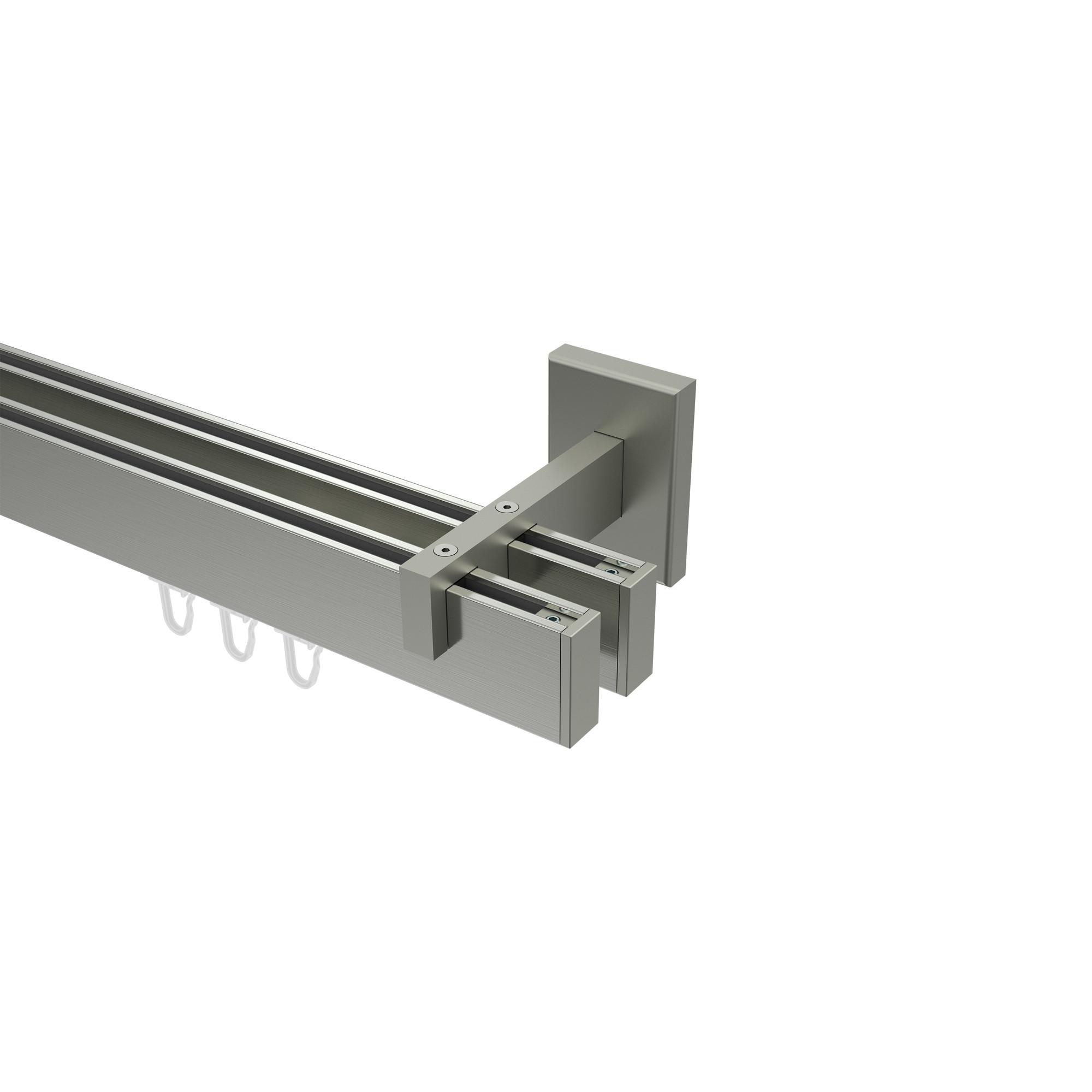 GARDINENSTANGE INNENLAUF Smartline Paxo 360 cm (geteilt in 2 x 180 cm), 2-läufig, 14x35 mm Edelstahl-Optik - Edelstahlfarben, Metall (360cm) - INTERDECO