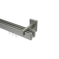 GARDINENSTANGE INNENLAUF Smartline Paxo 360 cm (geteilt in 2 x 180 cm), 2-läufig, 14x35 mm Edelstahl-Optik - Edelstahlfarben, Metall (360cm) - INTERDECO