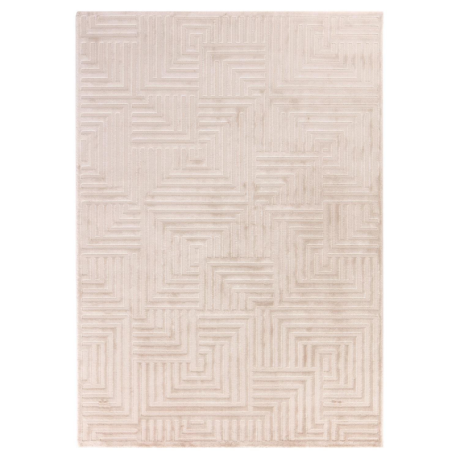 TEPPICH Kurzflor ILLER in Beige, mit 3D-Design, aus Jute, Florhöhe 12 mm, 140 x 200 cm - Beige, Textil (140/200cm) - KADIMA DESIGN