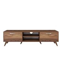 TV-MÖBEL 2 Klapptüren 2 offene Fächer in der Mitte Dekor Walnussholz 35/48,6/180 cm - Nussbaumfarben, Holzwerkstoff (180/48.6/40.5cm) - Calicosy