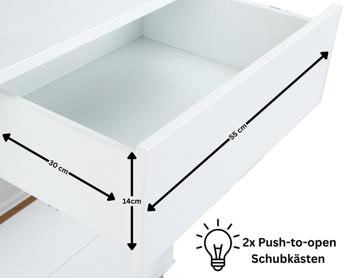 WICKELKOMMODE LINA Soft-Close / Push-to-open - Walnussfarben/Weiß, Holz/Holzwerkstoff (115/96/77cm) - arthur berndt
