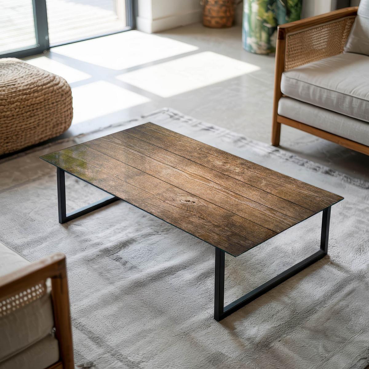 TISCHPLATTE 120x60 cm Der Aufbau von Holzbrettern - Dunkelbraun, Glas (0.4/120/60cm) - TULUP