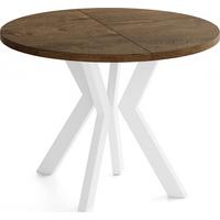 ESSTISCH Savio Weiß rund ausziehbar verlängerbar, Eiche Braun Rustikal 90-190/90/77 cm - Alteiche/Weiß, Holz/Holzwerkstoff (90/190/77cm) - WFL GROUP