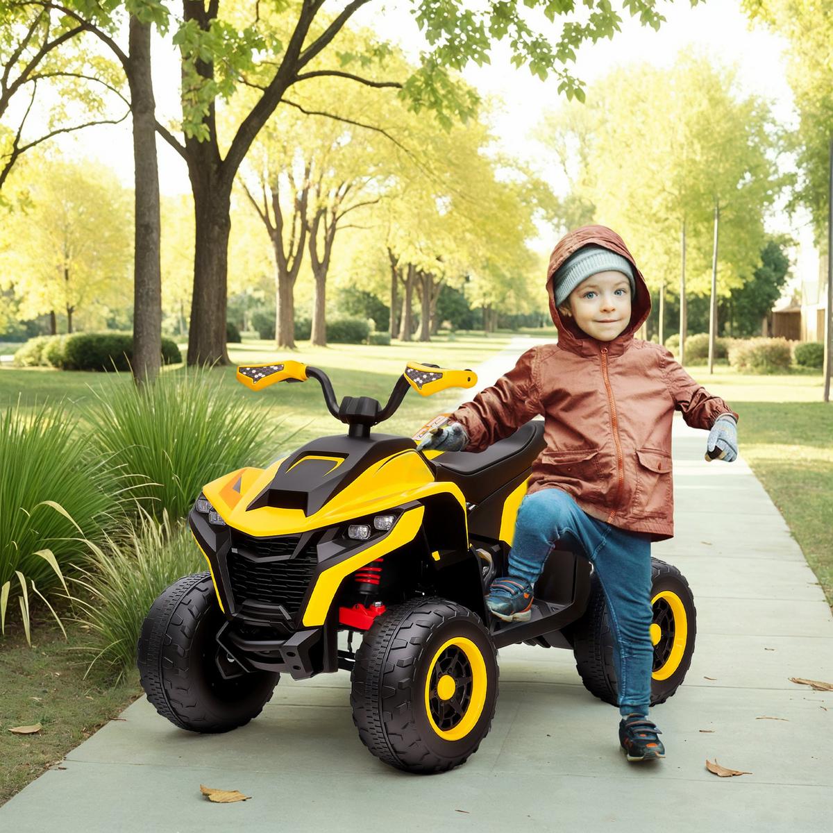ELEKTRO Quad für Kinder 12V Elektro Kinderquad mit 2 Motor, 3-6km/h, Gelb - Gelb, Kunststoff (109/69/75cm) - AIYAPLAY