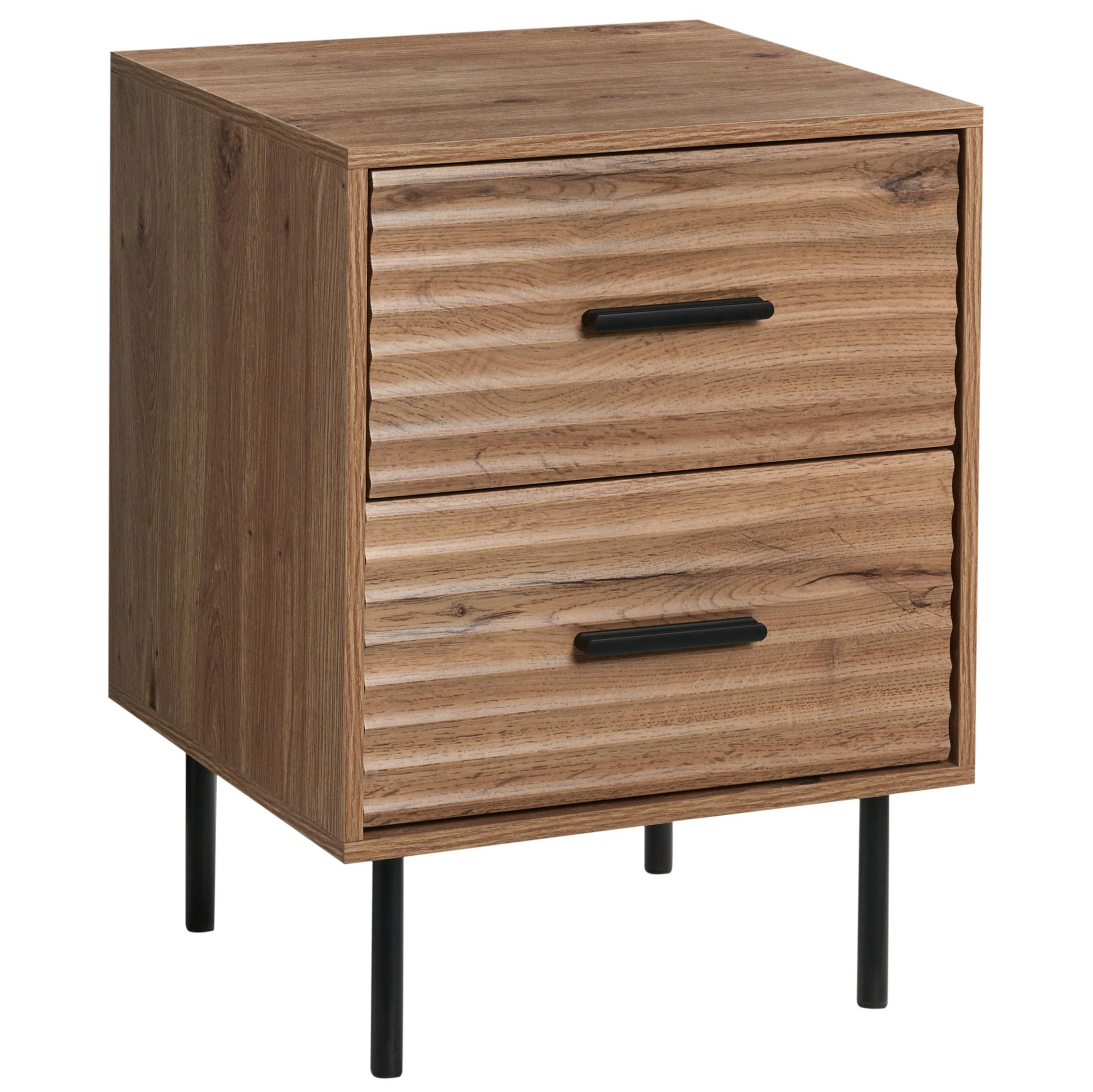 NACHTTISCH mit 2 Schubladen Hellbraun Walgett - Hellbraun, Holzwerkstoff (39/40/54cm) - Beliani