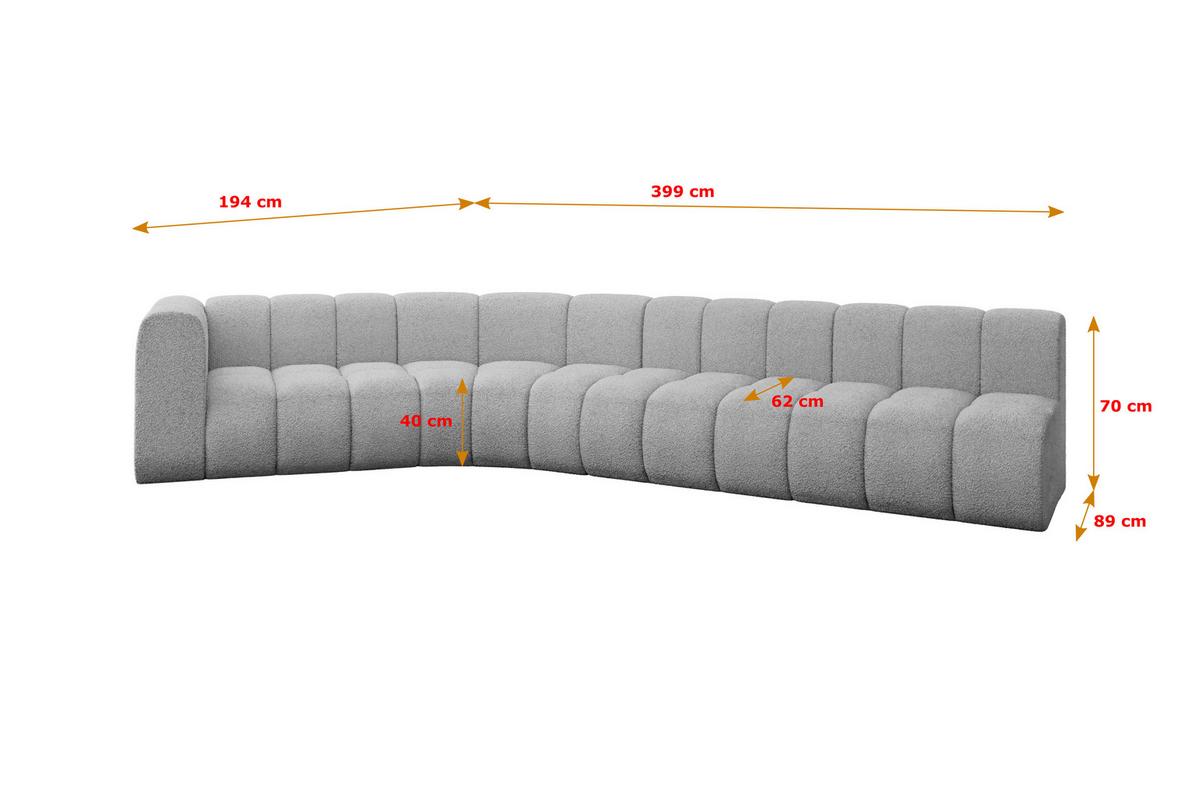 ECKSOFA modulares Sofa Karex-L2 - 399x194x70 cm Hellgrau - Hellgrau, Holzwerkstoff/Textil (399/194cm) - ALTDECOR