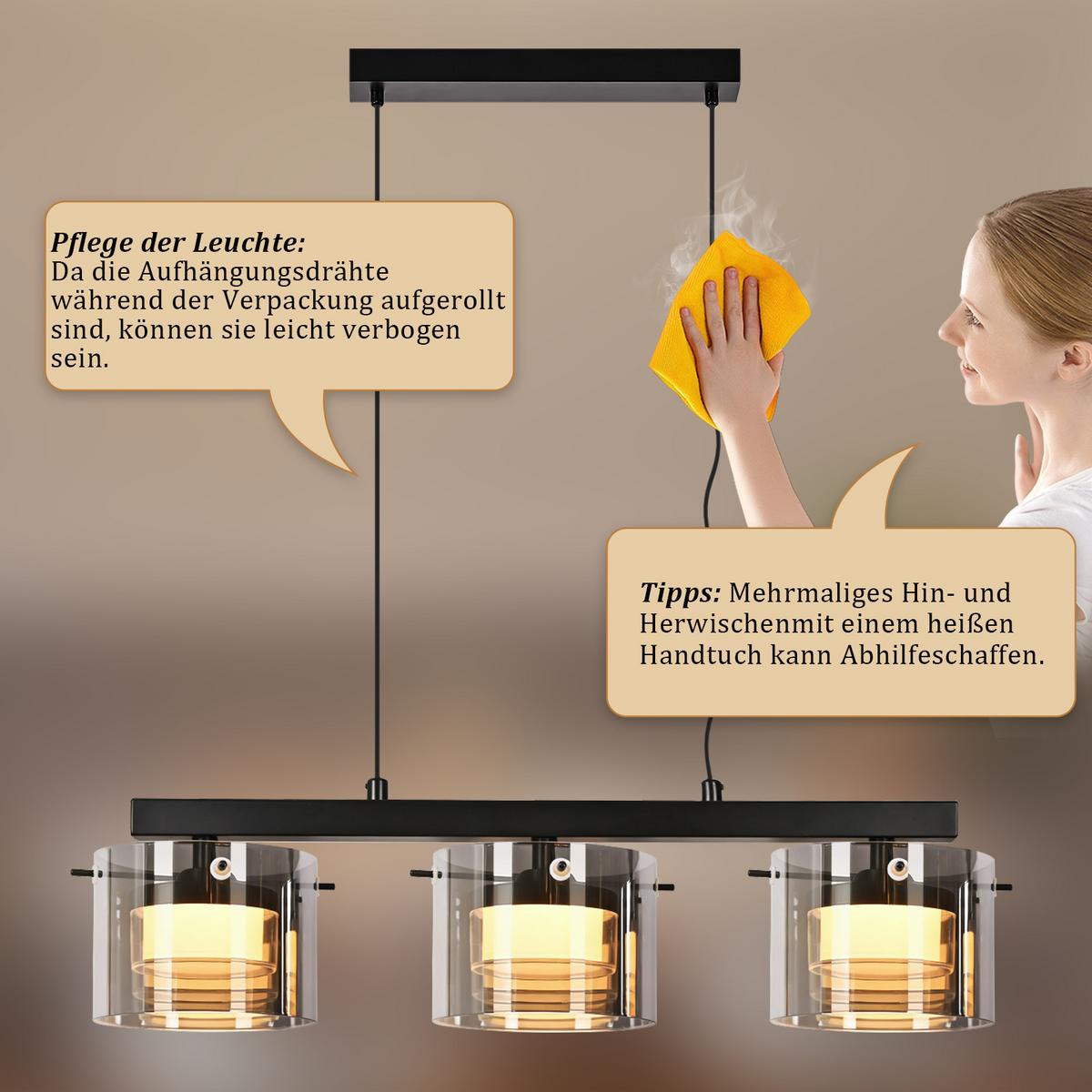 PENDELLEUCHTE Anvel 52/12/157 cm - Schwarz, Glas/Metall (52/12/157cm) - ZMH