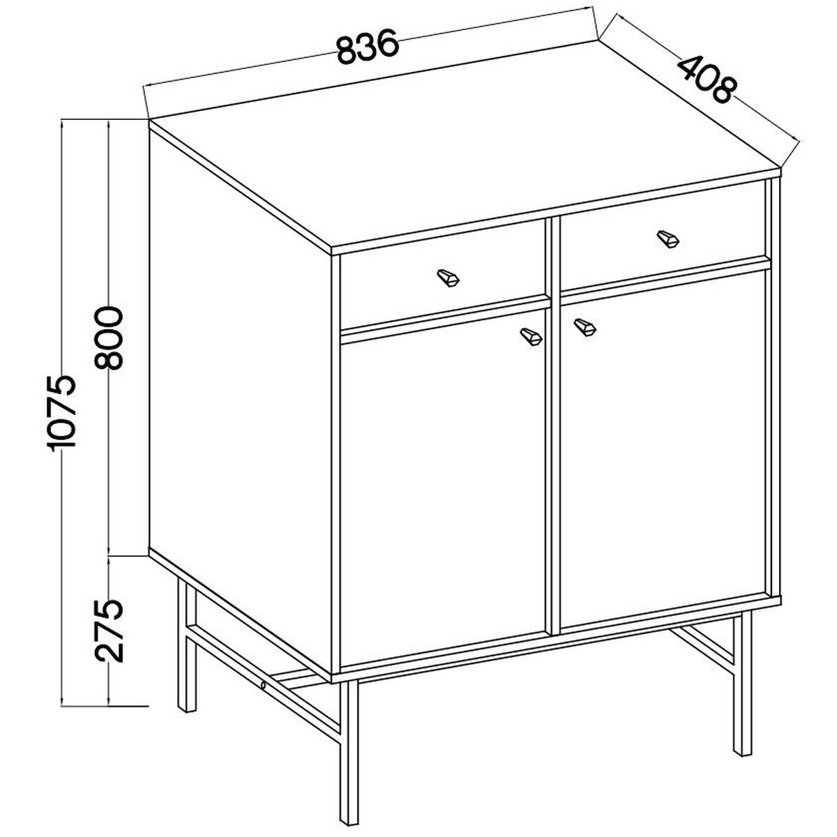 SIDEBOARD TORINO 84/108/41cm mit 2 Schubladen 2 Türen Graphitfarben - Graphitfarben, Holzwerkstoff (84/108/41cm) - MASSENO