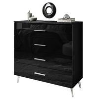 KOMMODE AURA GRIFFE mit Schubladen Beinfarbe – Chrom - Silberfarben/Schwarz, Holzwerkstoff (95/90/40cm) - Lookway