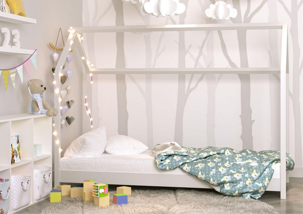 KINDERBETT BELLA ohne Schublade ohne Matratze Weiß 200/90 - Weiß, Holzwerkstoff (90/200cm) - RAUMHIRSCH FURNITURE