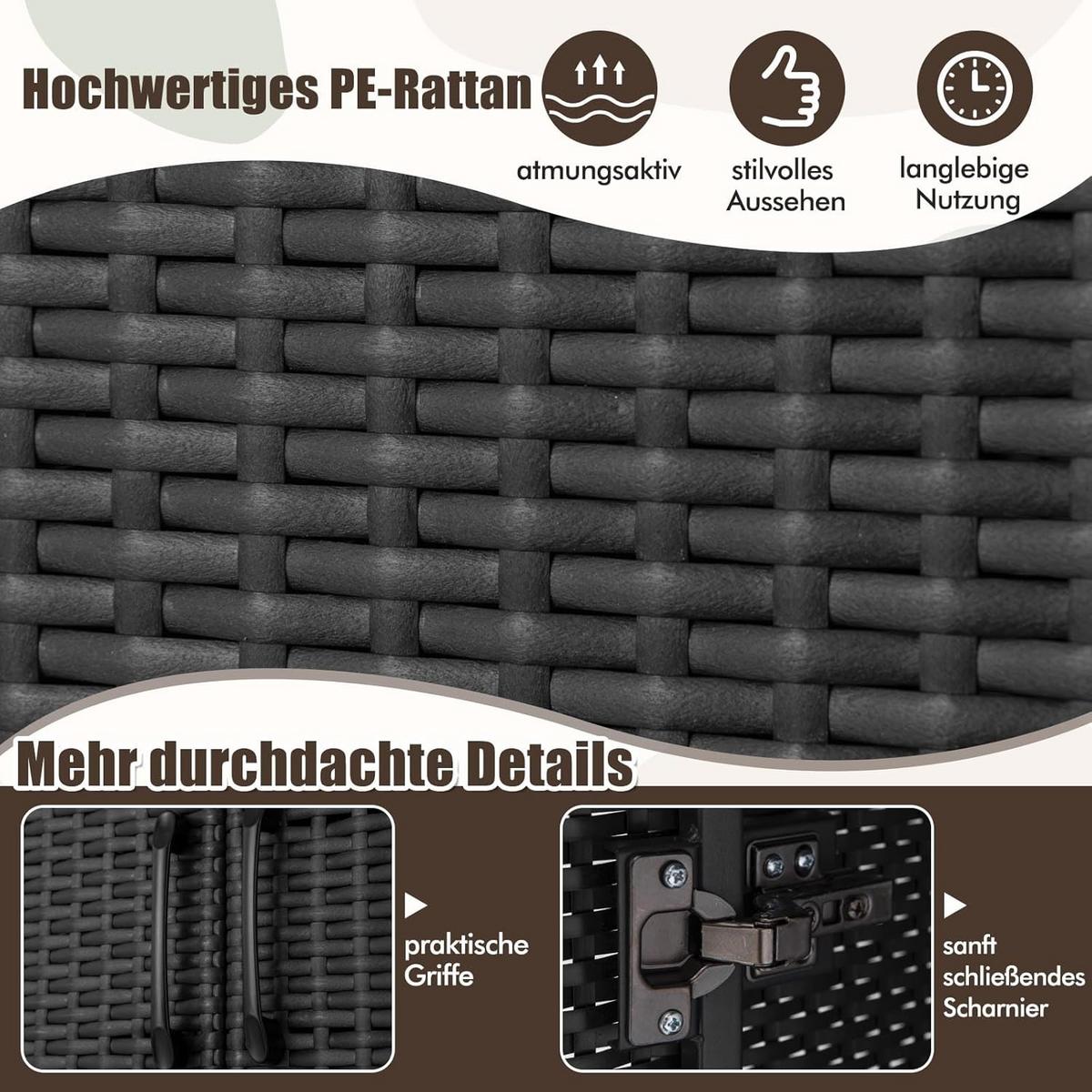 GARTENSCHRANK Schwarz - Schwarz, Kunststoff (72/157/50cm) - COSTWAY