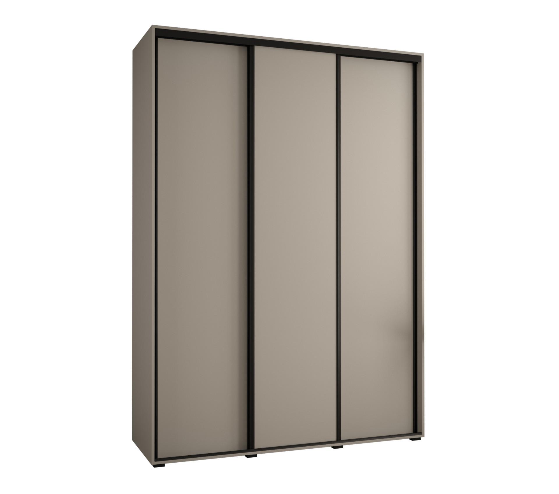 SCHWEBETÜRENSCHRANK 235,2/180/60 3-türig - Kaschmir/Schwarz, Holz/Metall (180/235.2/60cm) - MÖBEL KRYSPOL