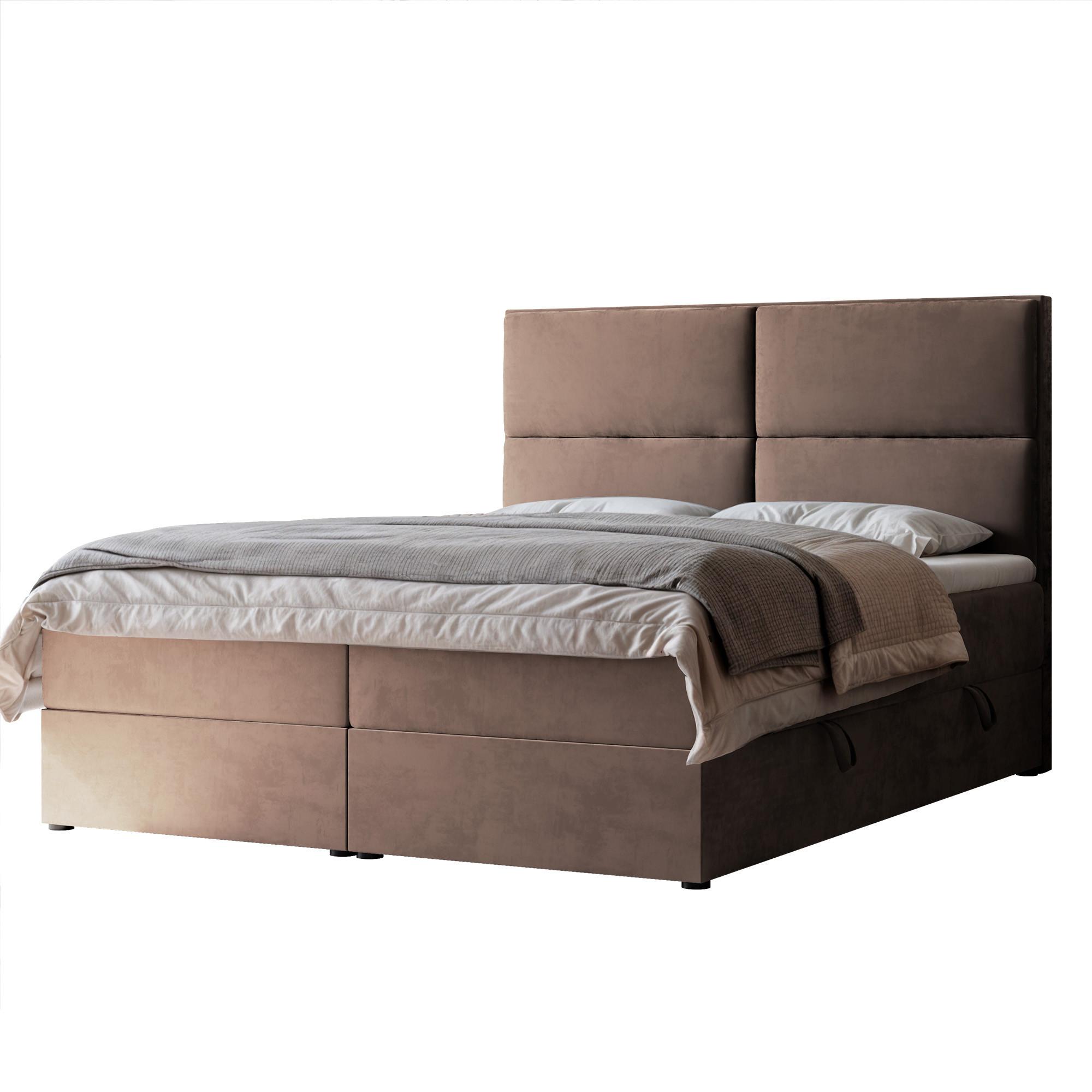 BOXBETT 120x200 cm mit Topper - Braun, Holzwerkstoff/Textil (120/200cm) - Idohome