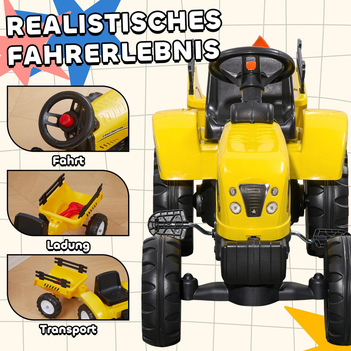 KINDER RUTSCHAUTO, Gelb, Eisen+ Kunststoff - Gelb, Metall (133/42/51cm) - HOMCOM