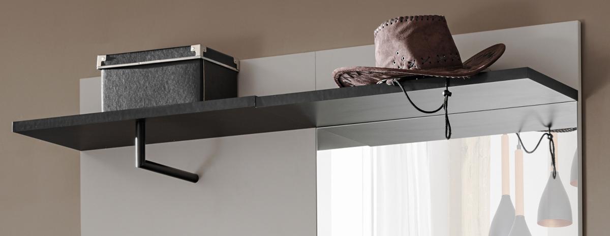 GARDEROBEN-SET Kaschmir, schwarz 4-teilig 120 cm, Flurgarderobe mit viel Stauraum - Kaschmir/Schwarz, Glas/Holzwerkstoff (120/20/32cm) - Inn.Furn