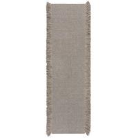 WOLLTEPPICH handgewebt mit Fransen BOYNE, im Landhaus-Stil, Grau, 60 x 230 cm - Grau, Textil (60/230cm) - KADIMA DESIGN
