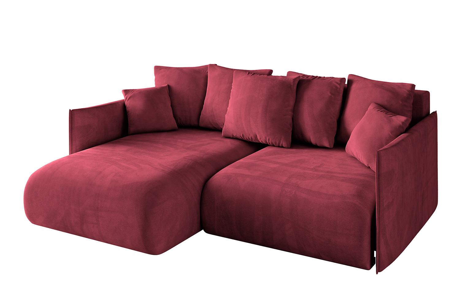 ECKSOFA Ottomane links ONESK-L 216x177x72 Bordeauxrot Velours - Bordeaux, Holzwerkstoff/Kunststoff (216/177cm) - ALTDECOR