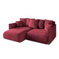 ECKSOFA Ottomane links ONESK-L 216x177x72 Bordeauxrot Velours - Bordeaux, Holzwerkstoff/Kunststoff (216/177cm) - ALTDECOR