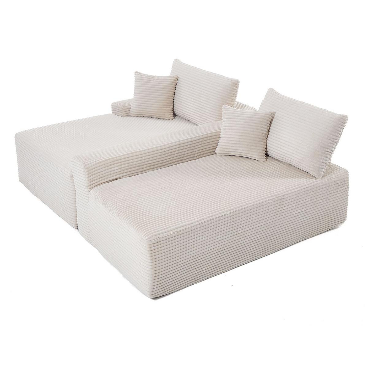 SOFA Coredo beige Cord - Beige, Textil (155/250cm) - Juskys