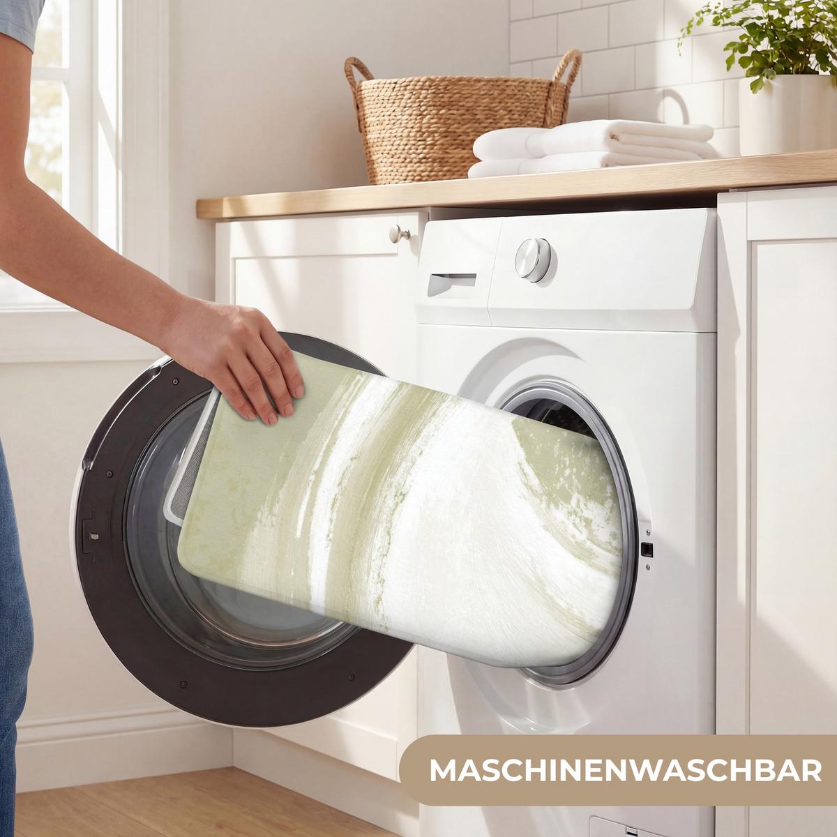 BADEMATTE Abstrakt - Pinselstriche - Wellen - Grün 60x90 cm - Mintgrün, Textil (60/90cm) - OnlyWow