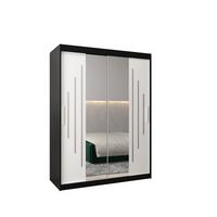 SCHWEBETÜRENSCHRANK 200/150/62 2-türig - Silberfarben/Schwarz, Holz/Kunststoff (150/200/62cm) - Abiks Möbel