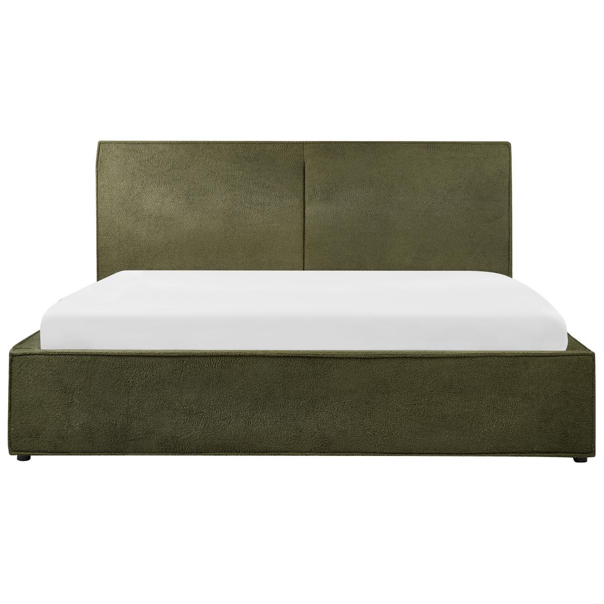 BETT mit Stauraum 180/200 cm Dunkelgrün Moissac - Dunkelgrün/Schwarz, Textil (180/200cm) - Beliani