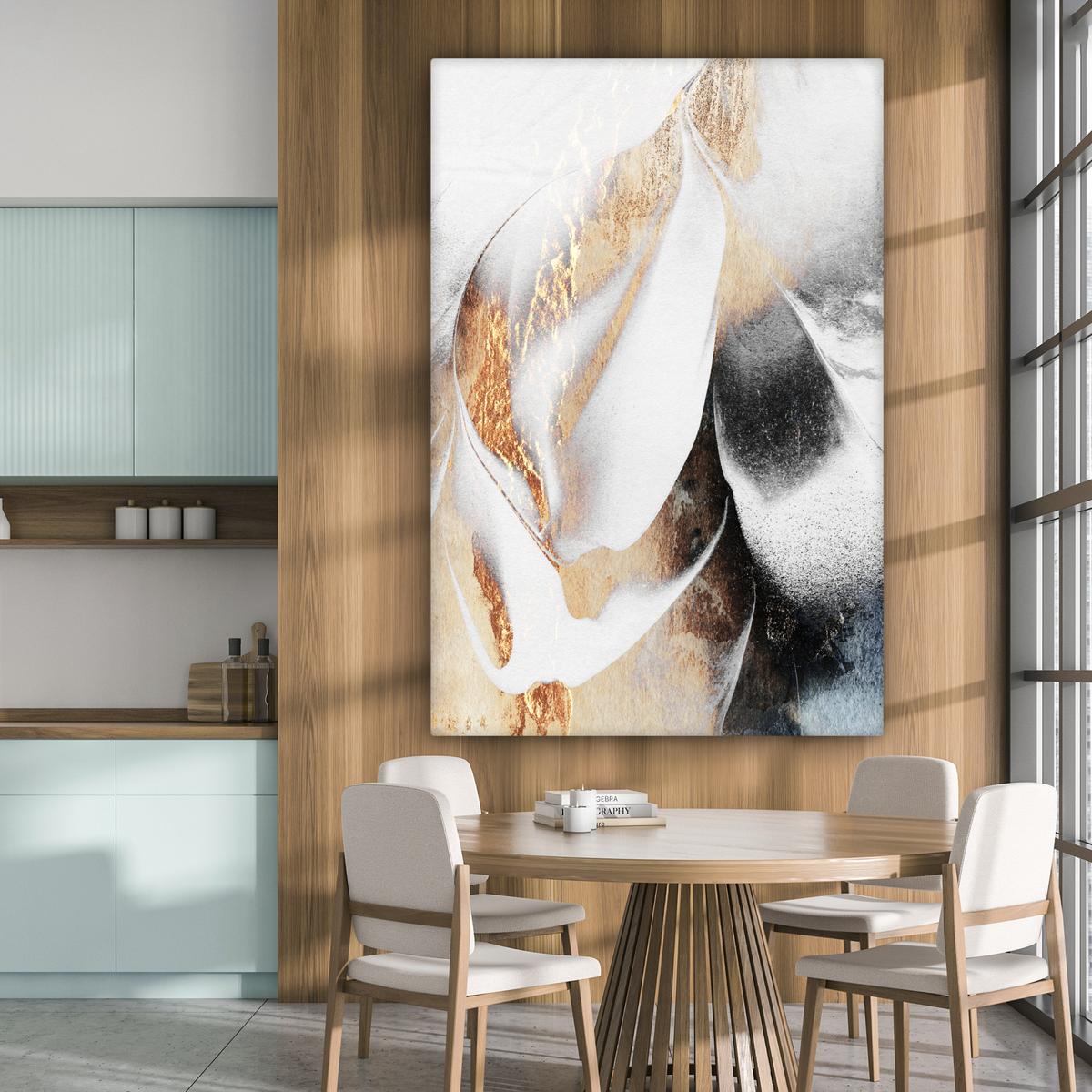 LEINWANDBILD Luxus - Abstrakt - Gold - Weiß Deko Groß 90x140 cm - Goldfarben, Textil (90/140cm) - MuchoWow