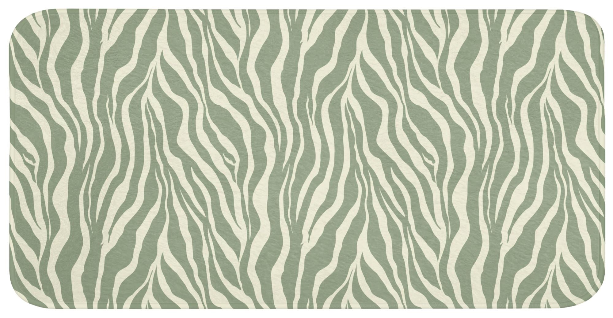 BADEMATTE Zebra - Motiv - Grün Badezimmerteppich 120x60 cm - Salbeigrün, Textil (120/60cm) - OnlyWow