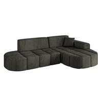 ECKSOFA Ottomane Rechts LIVO-L1 - 252x173x79,5 cm Schwarz - Schwarz, Holzwerkstoff/Textil (252/173cm) - ALTDECOR