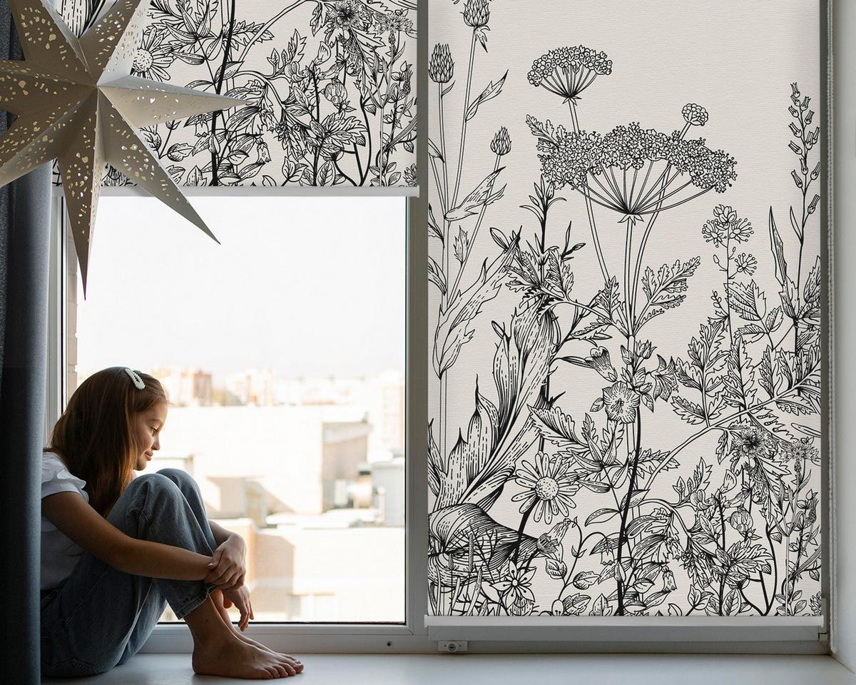 VERDUNKELUNGSROLLO 120x180 cm Graue Blumen - Grau, Textil (120/180cm) - TULUP